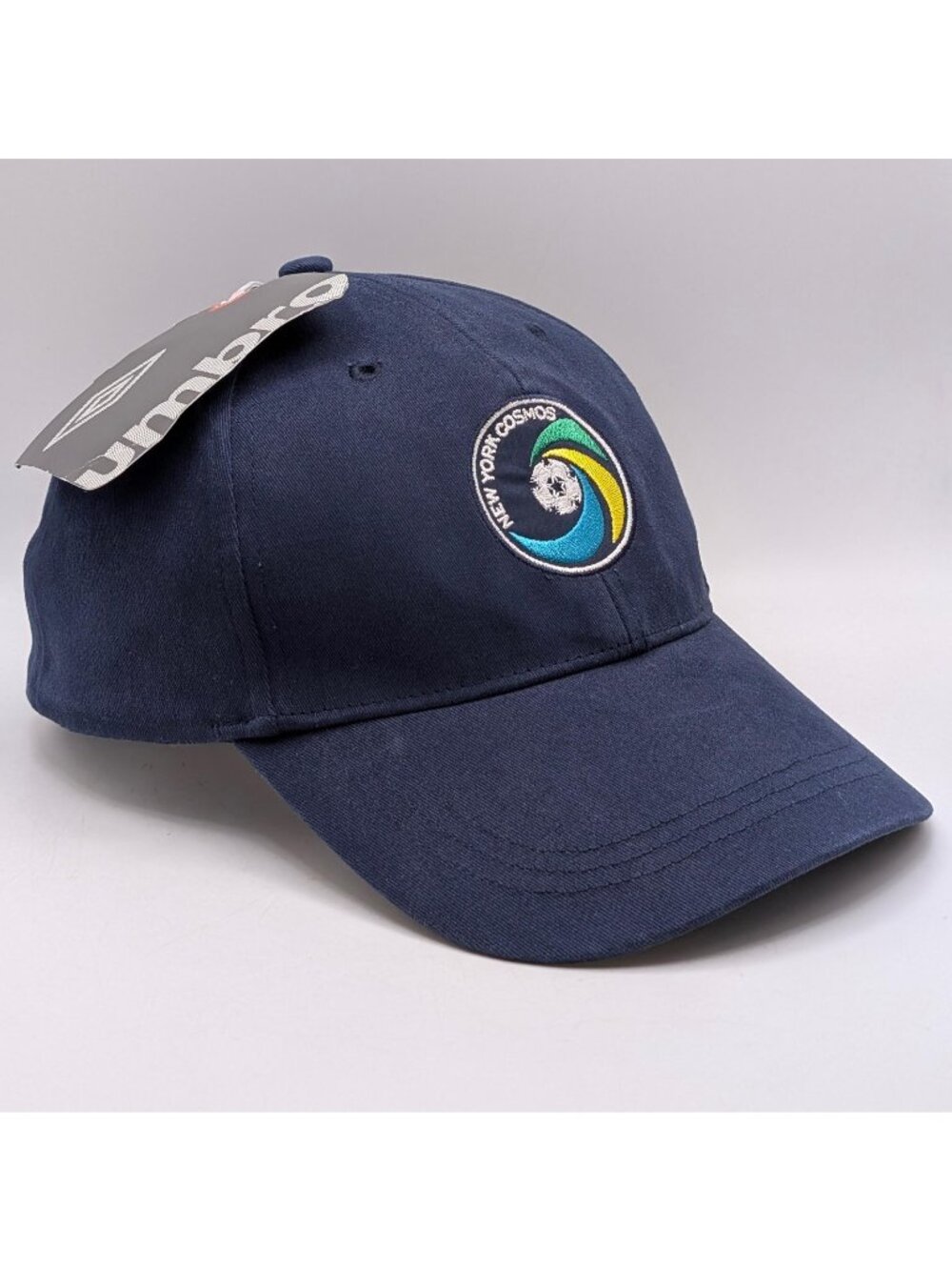 NEW NWT New York Cosmos Hat Navy Blue Soccer Cap Umbro Fitted Stretch NASL USL